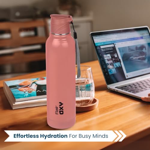Image of FLAIR Oxy 900 Stainless Steel Water Bottle Set of 3 (650 ml Each), Pink, Hot & Cold, Leakproof, BPA-Free, ISI Certified, Stainless Steel Bottle for Office, Gym, Travel, Trekking & Outdoor Sports