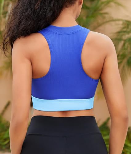 beautyin Sleeveless Slim Fitted Crop Tops for Women Front Zip Up Ribbed Racerback Swimwear2