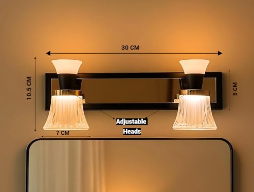 Image of FILLISKA 3 in 1 Double Wall spot /Picture /Display /Mirror Light with Adjustable Head and Colour Changing Function (Black&Gold Crystal-6356)(1 Year Warranty)