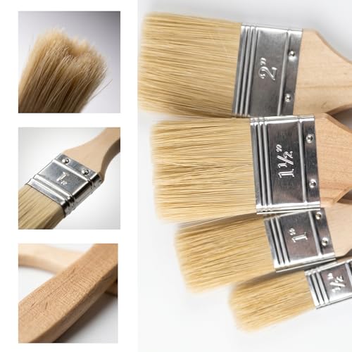Miniatura 5 de Set De Brochas Para Pintura 4 Piezas De 50mm A 20mm Para Paredes, Muebles Y Manualidades Cerdas Sintéticas Mango De Madera Ergonómico Uso Con Pintura Base Agua O Solvente
