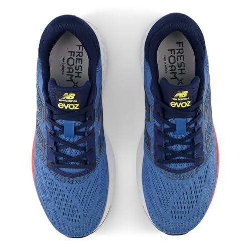 New Balance New Balance Men's Fresh Foam X EVOZ V4 Running Shoe, Sea Stone/Nb Navy/Clementine, 8 M