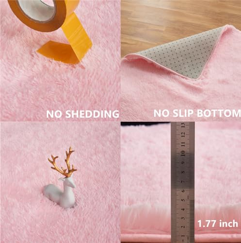 Alfombra suave rosa 5x7 pies para habitación miniatura 3