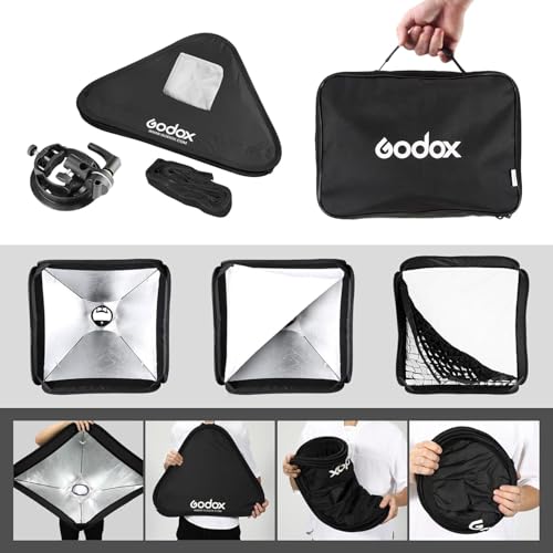Godox SGGV6060 - Kit de caja de luz plegable con soporte de flash S2, 60 x 60 cm, caja blanda con rejilla con soporte Bowens para Godox AD400PRO AD200PRO AD200PRO AD200 V1 V1Pro V100 V860III TT685II - imagen 6