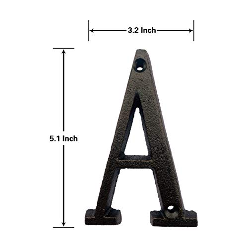 TripDock 5.1 Inch House Number-Metal Address Number For Door/Street/Mailbox/Home-Easy to Install/Black Brown (Letter A)