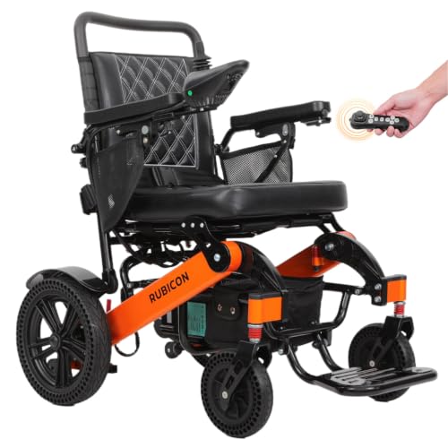 Image of Rubicon DX14 - Longest Range 30 Miles, Airline Approved Electric Wheelchair, Dual 12AH Lithium Batteries, 2x300W Motors, Leather Cushion, Foldable, Lightweight & Powerful (Model13)