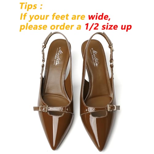 Image of Mostrin Kitten Heels for Women Slingback Pointed Closed Toe Heels Women's Pumps Shoes for Wedding, Party, Commuting