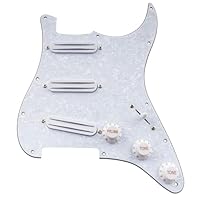Fits US/Mexico Standard Fender Strat or Squier Strat like Affinity series etc, good replacement or upgrade option 11-Holes standard SSS strat style pickguard, large back shielding Dual hot rail single coil sized humbucker pickups, ceramic magnet, wax...