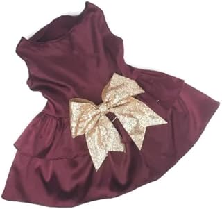 Burgundy Dog Dress, Wedding Dog Dress, Dog Flower Girl Dress, The Eloise, Wine and Copper Wedding Dog Dress, Dog Clothes (XXX-Large (28-40 lbs))
