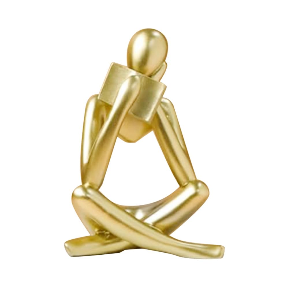 CTRLZS Thinkers Sculptures,Gold Thinkers Resin Statue Reading Ornament,Thinkers Sculpture Decoration, Modern Book Decor Easy to Use A