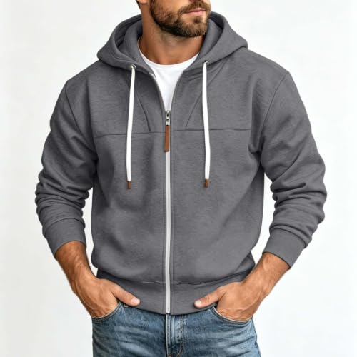 Mens Full Zip Hoodies Fashion Fleece Drawstring Hooded Sweatshirts Jackets - image 2