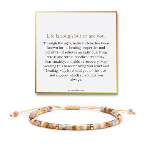 Hope Rings - Life Is Tough But So Are You Bracelet - Inspirational Bracelets for Women - Strong Women Gifts Stone Bracelet - Inspirational Jewelry for Women - Cheer Up Gifts for Women
