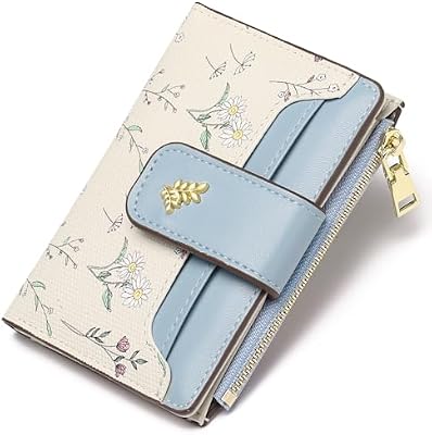 GAEKEAO RFID Bifold Wallet for Women with Zip Pocket & ID Window - Blue
