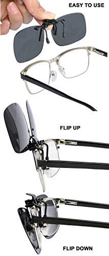 Success Eyewear Clip On Sunglasses Flip Up Polarized Sunglasses Clip onto Eyeglasses Over Prescription Glasses Case Included3