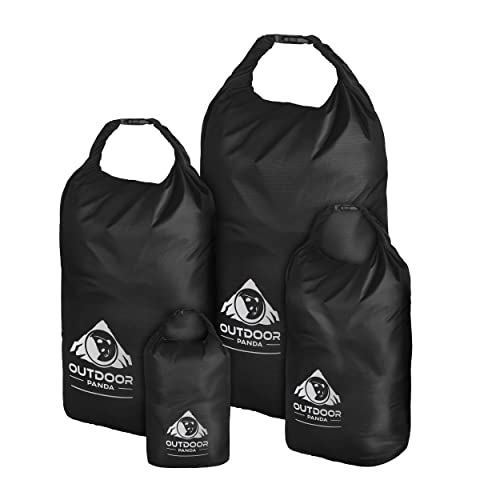 Outdoor Panda Dry Bag Set| wasserdichter Seesack für Kajak, Kanu, Boot, Strand, Angeln, Rafting, Surfen, Fahrrad, Wandern, Outdoor, Camping | Schwarz | Set (inkl. 2L, 5L, 10L & 15L) Cover