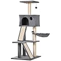 PawHut 130cm Cat Tree for Indoor Cats Activity Center with Condo Scratching Post Ladders Kitty Climbing Tower Relaxing Playing