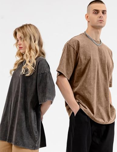 Image of Arssm Men Oversized T Shirts Vintage Tee Loose Fit Short Sleeve Casual Streetwear Baggy Washed Unisex Tops