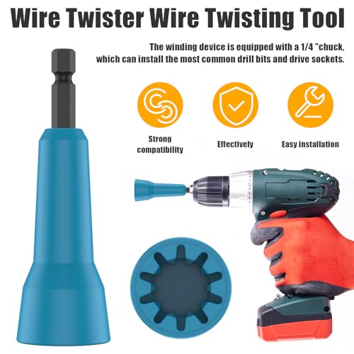 Wire Stripping and Twisting Tool, Wire Nut Twister, Electric Cable Stripper, Professional Electrician Tool Set, Portable Wire Twister Tool for Power Drill, Cable Quick Stripping and Connector - Thumbnail 3