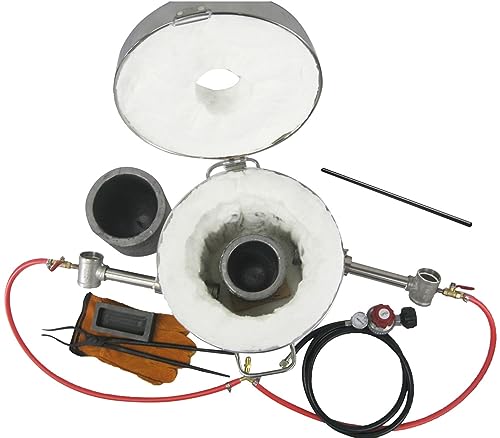 16KG Propane Melting Furnace with Crucibles (16KG&6KG), Dual Forge Burner Casting Furnace for Melting Metal Recycle Gold Copper Aluminum