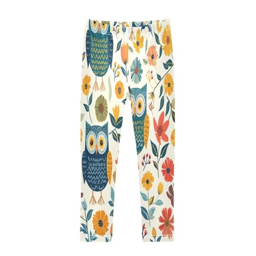Toddler Girls Leggings Printed Yoga Pants Leggings Blue Yellow Owl for Kids