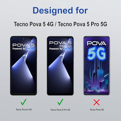 Image of ZAP CASE HD Plus Tempered Glass Screen Protector Compatible For Tecno Pova 5 4G (Black) Edge To Edge Coverage With Easy Installation Kit