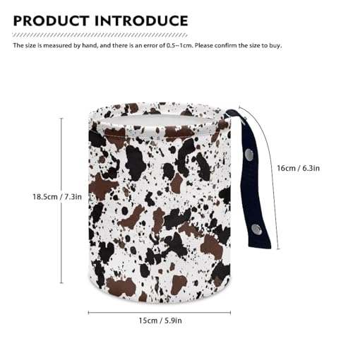 Image of Cow Print Car Trash Can Cute Garbage Bin Hanging Portable Dustbin Bin Waste Basket Collapsible Small Trash Can Easy to Clean