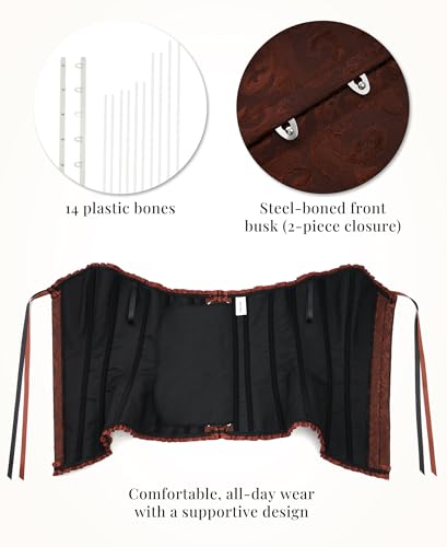 Image of SZIVYSHI Corset Tops for Women, Bustier Shapewear Lingerie, Lace Waist Push Up Bodysuit