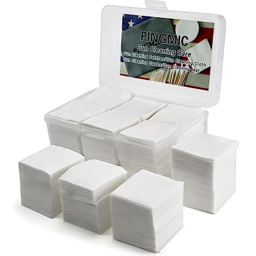 Thicker Gun Cleaning Patches, 2\'\' Highly Absorbent Gun Patches, Lint Free Gun Cleaning Cloth for .22-.45 Cal, 5.56-9mm 10mm, Superior Gun Cleaning Supplies (Twice Thick, 900 PCS)