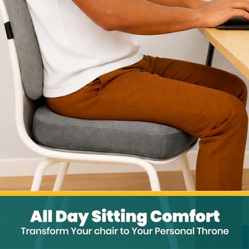 Image of Car and Chair Orthopedic Coccyx Seat Cushion for Tailbone Pain | (High Density) Memory Foam for Hip, Chair Pad for Sciatica & Back Pain Relief, Fits Up to 90Kg Wt (Grey)