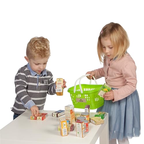 Theo Klein Alnatura Einkaufskorb I Gefüllt mit Schachteln und Dosen für den Kaufladen I Spielzeug für Kinder ab 2 Jahren