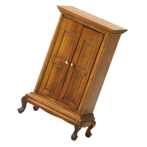Milisten Miniatura Armario Doble Puerta Estilo Europeo Mueble de Madera para Casa Muñecas Accesorio Decorativo Resistente y Detallado para Dioramas y Proyectos DIY
