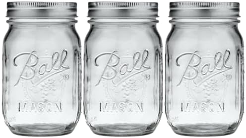 Ball Glass Mason Jar, Regular Mouth, Pint Size, 16 OZ (Pack of 3)