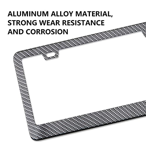 Yonput 1 Pc Carbon Fiber Car License Plate Frame, 12.2In X 6.3In Anti-Rattling Front Rear License Plate, Universal Rustproof Aluminum License Plate Cover With Screw Cap Kits (Carbon Fiber Black) #TOP4
