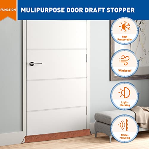 Magzo Under Door Draft Stopper 32 Inch, Cloud Printed Weighted Door Draft Blocker For Door Bottom Noise Reducer Energy Saver, Coffee #TOP2