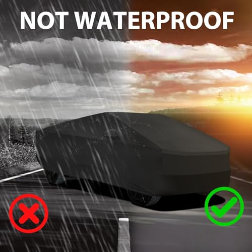 Image of Indoor Car Cover for Tesla Cybertruck, Windproof Dustproof UV Protection Automobiles Full Car Cover for Car Shows and Underground Garage, with Storage Bag, Black