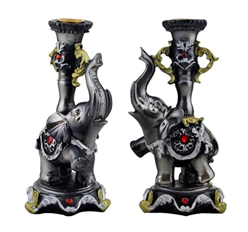 Sleeri Decorative Resin Elephant Tealight Candle Holder Candlestick, Wedding Favor Home Decoration, Birthday Party Candle Holder Tealight Candlestick Home Living Wedding Decor, Pack Of 2 #TOP4