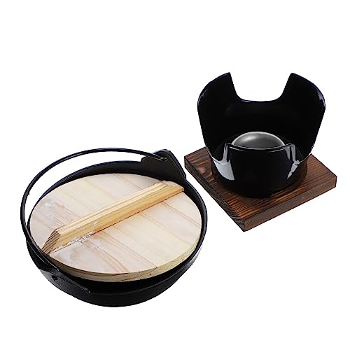 COLLBATH 1Set Hot Pot Cast Pot Multifunctional Outdoor Saucepan with Stove Base for Camping Hiking and Picnics Lightweight Easy to Clean Cookware