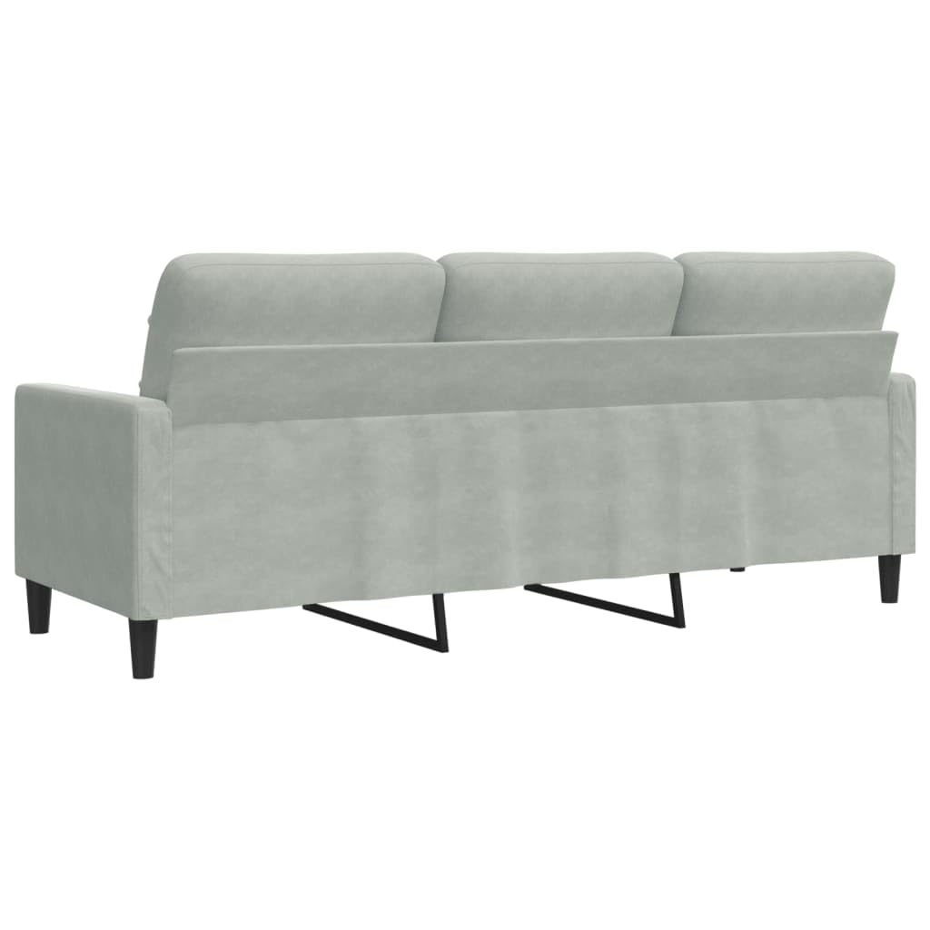 Sofá de 3 plazas Terciopelo Gris Claro 180 cm, sofá de Terciopelo,sofá para 3 Personas