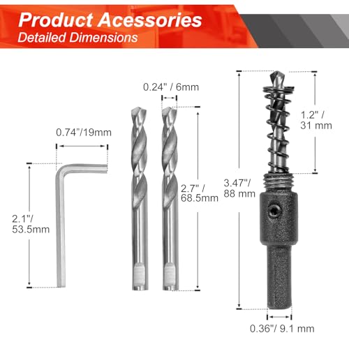 Image of 2-1 /4 Inch Hole Saw with 9.1mm Triangle Shank Arbor, JTemgle Bi-Metal Hole Saw Heavy Duty Hole Cutting Tool for Cornhole Boards, Recessed Lights, Wood, Plastic, Drywall & Soft Metal