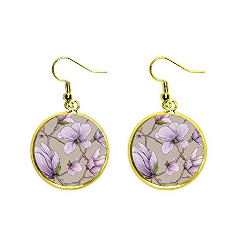 Pendientes de oro con flor púrpura un regalo artístico y elegante para mujer
