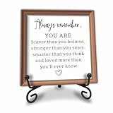 4' Wooden Plaque With Metal Support - Always Remember You Are Brave, Strong, Smart & Loved - Shelf, Tabletop Decoration, Gift For Kids, Adults, Home & Office Desk Decor - C09