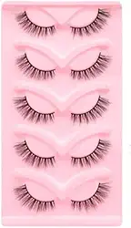 Kit 5 Pares De CíLios PostiçOs Olho De Gato 3d Mink - Full Strip E Meia ExtensõEs, Longos E Naturais(W89(meio cílios))