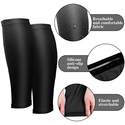 3 Pairs Calf Compression Sleeves For Men And Women Football Leg Sleeve Footless Compression Sock For Running Athlete Cycling (Black, White, Blue, Small) #TOP2