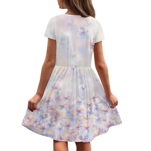 Image of Short Sleeve Dress for Girls with Pockets Cute Toddler Girl Clothes Summer 2-12