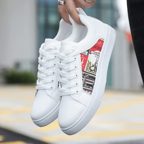 BORAMAX Men's White Casual High Top Fashion Canvas Sneakers4