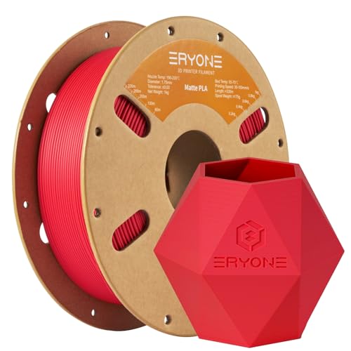 Image of ERYONE Matte 3D Printer PLA Filament 1.75 + /- 0.03mm, Matte Filament PLA 1KG(2.2LBS) Spool, Red