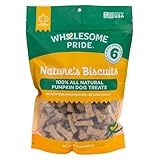 Wholesome Pride Nature’s Biscuits Pumpkin Dog Treats - Crunchy, Natural, Limited‑Ingredient, Grain‑Inclusive Recipe with Fiber‑Rich Pumpkin - Mini Bone‑Shaped Treats - 16oz Bag