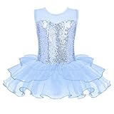 Zaclotre Dance Leotards for Girls Sequin Toddler Ballet Tutu Dress Ballerina Costume Outfits Blue 4-5T