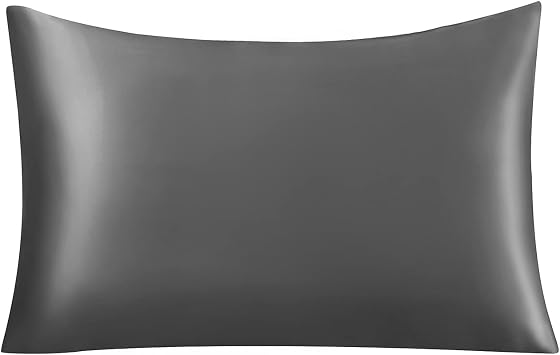 Vividmoo Natural Silk Pillowcase Standard Size, 19mm with Hidden Zipper, Both Sided 100% Mulberry Silk Pillow Covers, Hypoallergenic Gift, Soft Breathable Smooth, 20x26in, Iron Grey, 1 Pack