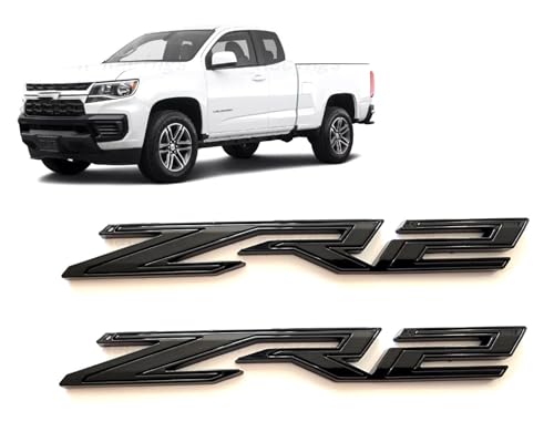Image of 2Pcs Rear Tailgate ZR2 Emblems Truck Badge Sticker Compatible with 2019+ Colorado 1500 (Glossy Black)