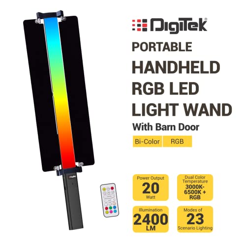 Image of DIGITEK DSL-20WB RGB Pro Combo Portable Handheld RGB LED Light Wand with Bran Door, NP F750 Battery & Remote for YouTube, Photo-Shoot, Video Shoot, Live Stream, Compatible with Smart Phone & Cameras